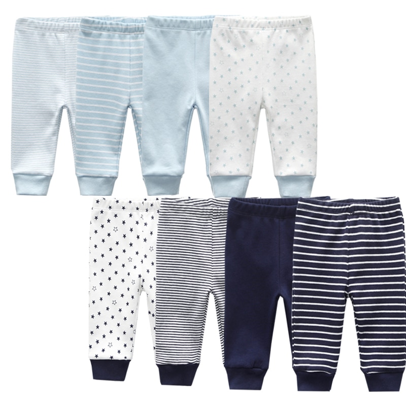 4PCS/LOT baby leggings Solid striped 3-12M Newborn Baby Pants Summer Cotton Infant boys Pants Unisex Baby Gril Trousers