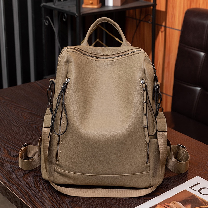2023 High Quality Backpacks Women Soft Leather Backpack Luxury Designer Multifunction Travel Backpacks School Bags for Girls